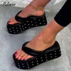 Fashion Summer Women Women Shoes Flip Flops High Heels Slippers Sucles Pu Sandals Стоки 36 43 повседневные для женщин 220611