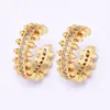 Clip-on & Screw Back Fashion Women Girls CZ Gold Color Earrings Cubic Zirconia Ear Cuff Trendy Clip Hip Hop Punk Style Crystal Jewelry Party