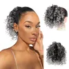 Grey Afro Puff Drawstring Ponytail Hair Extensions Kinky Curly Puffs Hairpieces Human Hair-Extension Updo Hair for Black Women Girls (Black/Gray)