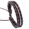 Leather Wrap Braided Wristband Cuff Punk Men Women Surfer Adjustable Bracelet Bangle Couples Bohemia Jewelry Inte22