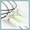 Pendant Necklaces Pendants Jewelry Fashion Luminous Stone Fluorescent Hexagonal Column Necklace Natural Crystal Pend Dhnls