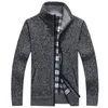 Herrtröjor Autumn Winter Jacket män varm kashmir casual ull zipper smal fit fleece coat klänning stickad malemen's