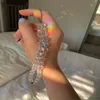 Portachiavi di cristallo di vetro perline quadrate catena di telefonia mobile per fascino morbido regalo cordino gioielli da donna braccialetto di perline 2022 tendenza Enek22