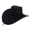 Berets Men Caps Western Cowboy Hat Summer Travel Sun Visor Wide Brim Casual Horse Riding Solid Color Jazz CapsBerets