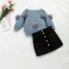 Set di abbigliamento Bambino Bambini Neonate Vestiti Autunno Palla di pelo Top in maglia Gonna Abiti Set invernale 1-6TClothing