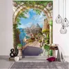 Gangway Landscape Wall Hanging Carpet Sea Beach Cloth Mat Flower Blanket Home Decoration J220804
