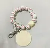 DIY Perlé Bracelet Porte-clés Pendentif Party Favor Sports Ball Football Baseball Basket-Ball En Bois Perle Bracelet SN6448