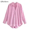 CHCILAZA Spring Fashion Green White Long Sleeve Shirt Ladies Autumn Casual Button Office Blouse Tops Blusas Female 220725