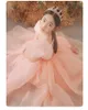 2-14 Years Lace Tulle Flower Girl Dress Bows Children's First Holy Communion Dress Princess Ball Gown Wedding Pageant Party Dresses