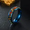 Cluster Rings Decompression Series smycken 8mm bred färgstarkt rostfritt stål inlagda strassningskedja Roterabel Ringcluster