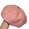 Berets Ins Octagonal Beret Pu Leather British Retro Japanese Fashion Painter Pumpkin Hat Showing Face Small TideBerets Chur22