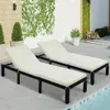 Topmax Patio Atture Furniture Outdior Pe Rattan Wicker Chaise Outdior Furiture Lounge كرسي Sunbed ، مجموعة من 2 (Beige) US Stock