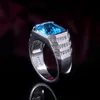 Wedding Rings Geometric Blue Cubic Zircon Finger For Women Men Fashion Jewelry Silver Color Statement Ring Female AnelWedding