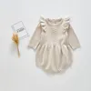 Baby Girls Knitted Bodysuit Spring Infant born Long Sleeve Solid Ruffled Jumpsuit Outfit Set Baby Spring Autumn Clothing 220707