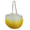 Shoppingväskor handväska tie-dye shopper tote mesh net vävd bomullspåse långt handtag återanvändbar frukt förvaring väska hem grönsaker arrangör f0526q29