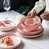 Dishes & Plates Nordic Gold Rim Ceramic Steak Western Dish China Home Creative Porcelian Plate Fruit Dessert Tableware