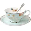 Чайная чашка, блюдца и ложки винтажные королевские костяные чашки чайные чашки роза цветок синий коробочка набор 7-oz290m