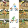 Rabbit Bee Tiger on Bike DIY Windmill Animal Bicycle Wind Spinner Whirligig Garden Lawn Decorative Gadgets Kids Outdoor Toys 220721