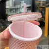 Starbucks new cup pink durian 710ml Cherry Blossom powder plastic straw cup high capacity coffee cup