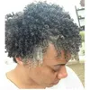 Afro kinky curly gray hair bun ponytail extension grey pepper pony tail human hair drawstring clip in 120g 100g 140g