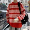 Men's Sweaters Contrast Stripe Knitted Sweater Winter 3 Color Men Pullover Red Striped Oversized Couple Fashion Hole PulloverMen's Olga22