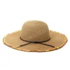 Simple Summer Big Brim Floppy Straw Hats For Women Outdoor UV Protection Beach Hats Foldable Sun Shade Cap