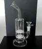 riciclatore bong Narghilè Alta scoria di vetro borosilicato doppio filtro bong oil rig bubble pipe a tutta altezza 9,4 pollici