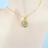 Collane con ciondolo Medaglione della Vergine Maria color oro vermeil a forma rotonda CZ Pave Dainty per collana da donna