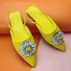 Fashion-2022 large sandals two wear sunflower diamond button Baotou flat sandals