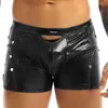 Calzoncillos 2022 Látex para hombre Patente de cuero de imitación Ropa interior Boxer Calzoncillos Tangas cortas Bikini Shorts Erótico Hombre Lencería masculina Tanga