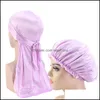 Beanie/Skl Caps Hats Hats Scarves Gloves Fashion Accessories Solid Color 2Pcs Set Women Satin Night Sleep Mens Bonnet Dhhmb