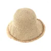 Широкие шляпы летняя соломенная шляпа Женщины вязание крючко