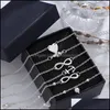 Joledry Jewelry 5 PCS/مجموعة سوار Sier Gold Beach Hamsa Hand Infinity Love Heart Anklet Summer Holiday Chain Set Set Drop Droviour 2021 Ba