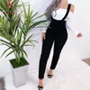 Femmes Streetwear Long Pantalon Bandage Conception Bouton Poches Décor Taille Haute Crayon Lady Slim Hanches Bretelles Pantalon 220726