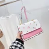 Fashion Pink-White Maiden Shoulder Bag Sweet Flower Printing Chain Bag Designer Women Advanced Atmosphere Leather Messenger Bags