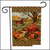 Banner vlaggen Feestelijke feestbenodigdheden Home Garden Danksgiving Decoraties vlag Zonnebloemen Pompoenen Fruit Cat Patroon Tweezijdig printverbod