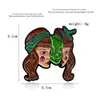 Zielona dziewczyna Enamel Pin Alien Mask Monster Brooch Long Hair Woman Mask Ghost Halloween Badge Biżuteria 6158 Q2