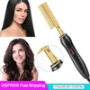 2 in 1 Comb Straightener for Wigs Straightening Brush Electric Flat Iron Hair Straightener Brush Hair Curler Styling Tools 220727