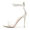 Falajoy 高級サンダルヒール本革ピープトウハイヒールアンクルストラップデザイナーブラックゴールド品質の靴女性プラスサイズ 43 220509