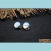 Stud -oorbellen sieraden 12 mm natuursteen chakra genezing roze kwarts opaal ronde oor clip joods voor vrouwen drop levering 2 dhxs0