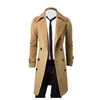 Misturas de lã masculina Coat Winter Slim Trench Trench Double Double Jacket Long Parka BK/M Casual Alta qualidade Autumn Mens Tops Blusa T220810