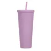 Tumblers Factory Direct Supply Dubbele laag plastic stro Cup grote capaciteit Creatieve 710 ml Durian draagbare diamanten cup kan worden aangepast met logo-stijl