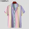 Estate Uomo Camicia Hawaiana Turn Down Colletto Manica corta Casual Camisas Hombre Streetwear Moda Tie Dye Top INCERUN S5XL 220527