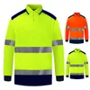 Motocicleta Ropa Fluorescente Camisas de alta visibilidad Camiseta de seguridad reflectante Manga larga HI VE VIS Trabajo de construcción seca rápida Shir Shir