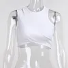 Asymmetrical Crop Top y2k Egirl Hollow Out Knitted Corset Top Sleeveless O Neck Mini Vest Basic Casual Sporty Sweats Summer 220607