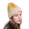 Beanie/Skull Caps Beanies Women 2022 Solid Knitted暖かい柔らかいトレンディな帽子シンプルな韓国スタイルの女性ウールカジュアルエレガントオールマッチビーニーダブ