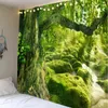 Green Forest River Bakgrund Väggmontering Tapestry Bohemian Hippie Decoration Home Large Filt J220804