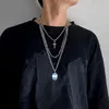 Подвесные ожерелья 3pcs/Set Personality Cross Square Metal Multilayer Hip Hop Длинная цепь прохладное простые ожерелье для женщин мужские ювелирные изделия подарки Ell