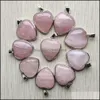 Charms Trendy Natural Rose Quartz Kamienne Słowo -bazowe wisie z serca 25 mm na naszyjniki biżuteria Making Carshop2006 D dhyr9