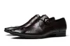 Мужская обувь ручной работы Высокое качество аллигатор узор заостренные носки пряжка натуральная кожа мужская обувь